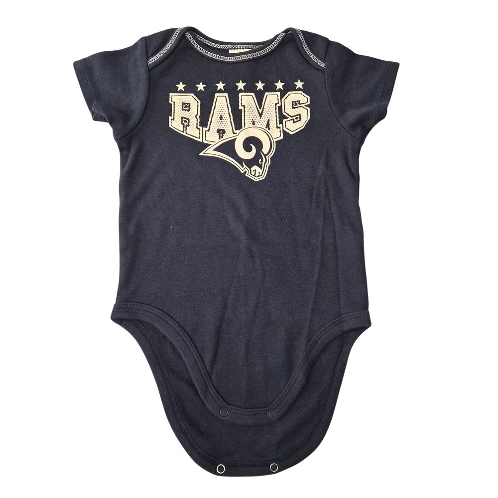 NFL Team Apparel LA Rams Bodysuit Navy Blue Baby 6-12 Months‎ Short Sleeve